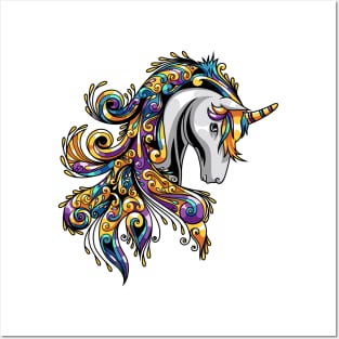 Unicorn Ornament Illustration Posters and Art